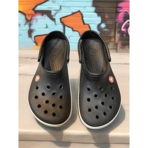 Crocs Baya Clog Comfort Slip‎ On Black White Trim Casual Shoes Men's 7/Women's 9